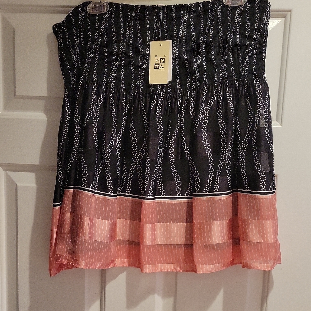 Max Studio Black and Pink Mini Skirt